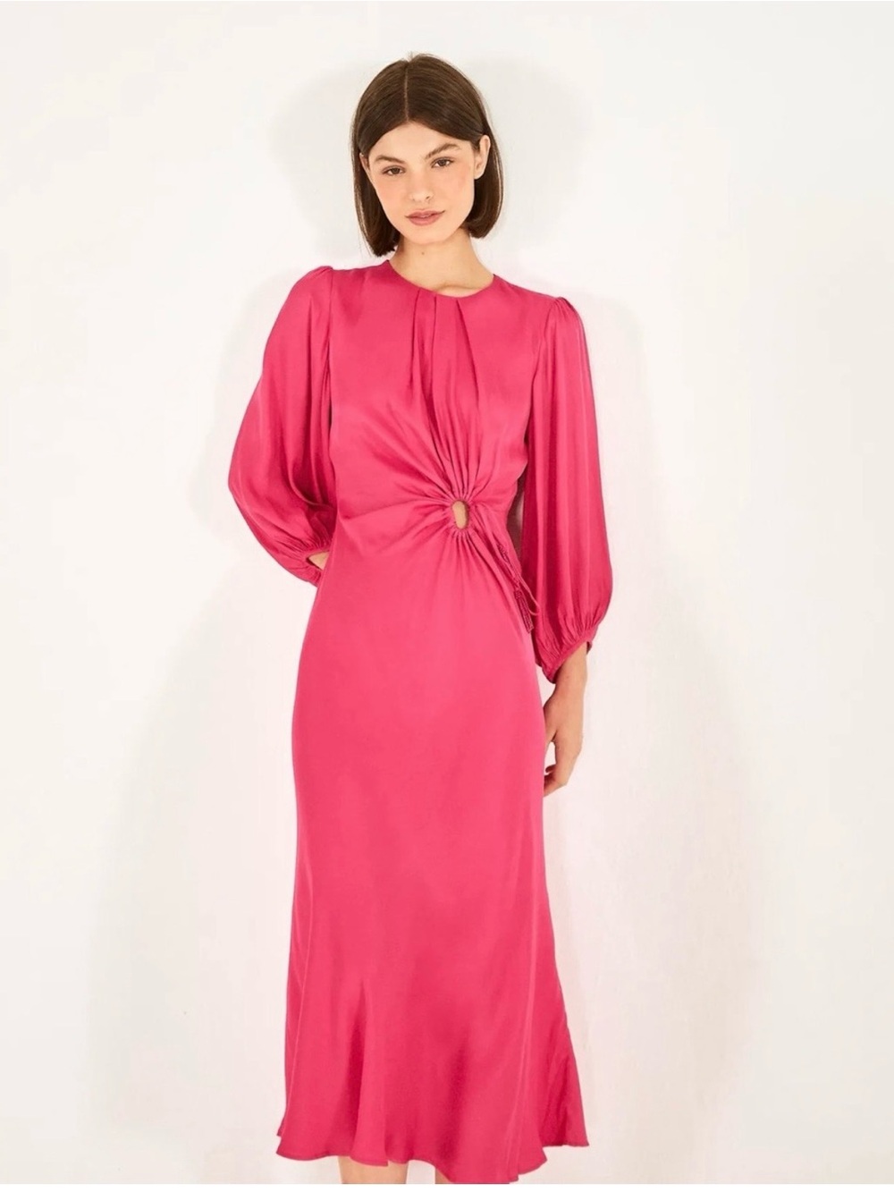 Farm Rio Blouson Sleeve Cut Out Long Sleeve Dress L - Picture 2 of 7